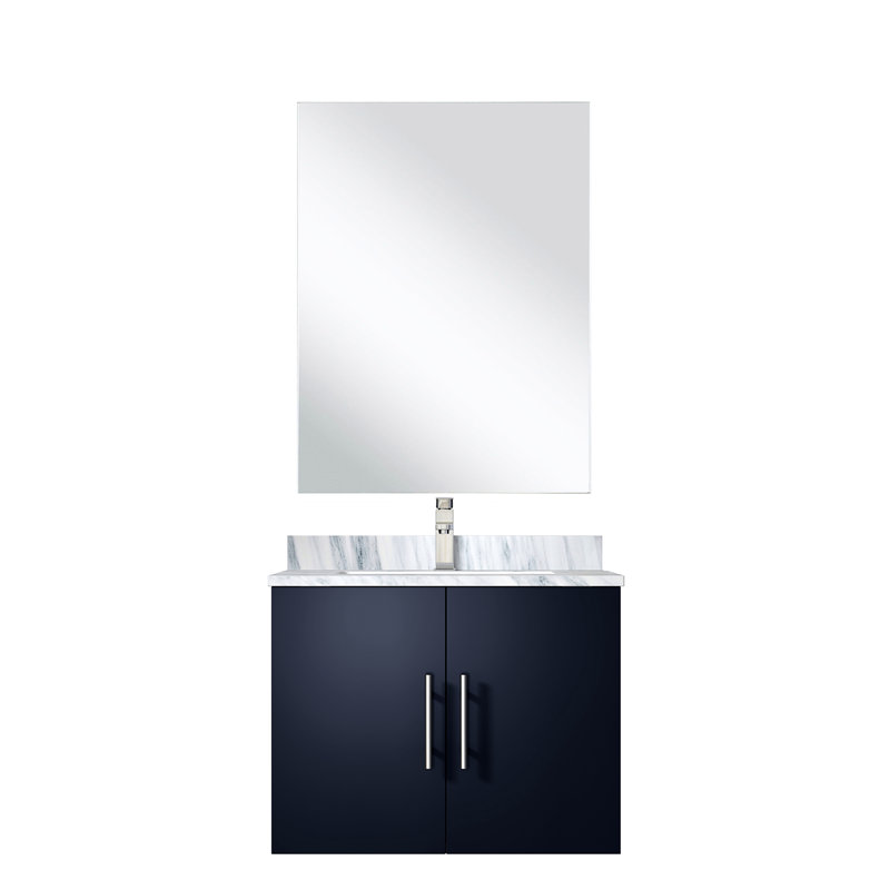 Meuble-lavabo l 24 po x P 22 po bleu marine, comptoir en marbre et miroir de 18 po, robinet inclus, meuble-lavabo avec comptoir de 24 po, 22 po, 18 po, avec surface