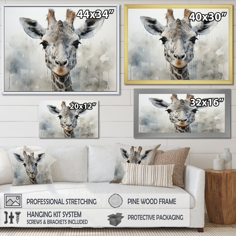 Kristyanne " Giraffe Graceful Necks ", Gold Single Picture Framed, 34" H x 44" W x 1.5" D