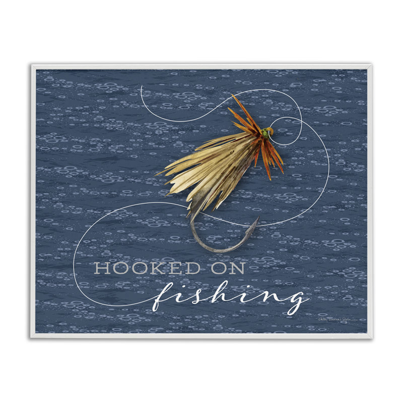 «Hooked On Fishing», estampe numérique, conception de Holly Thomas Stein, H 16 po x l 20 po, Blanc