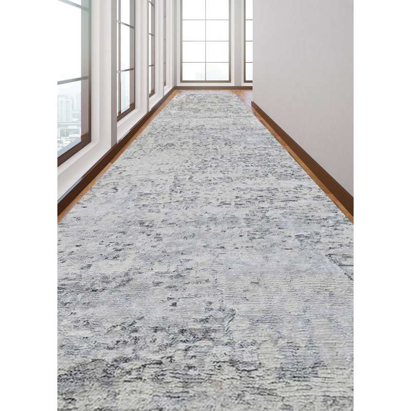 Handmade Wool Abstract Area Rug, Runner 2'6" x 8'