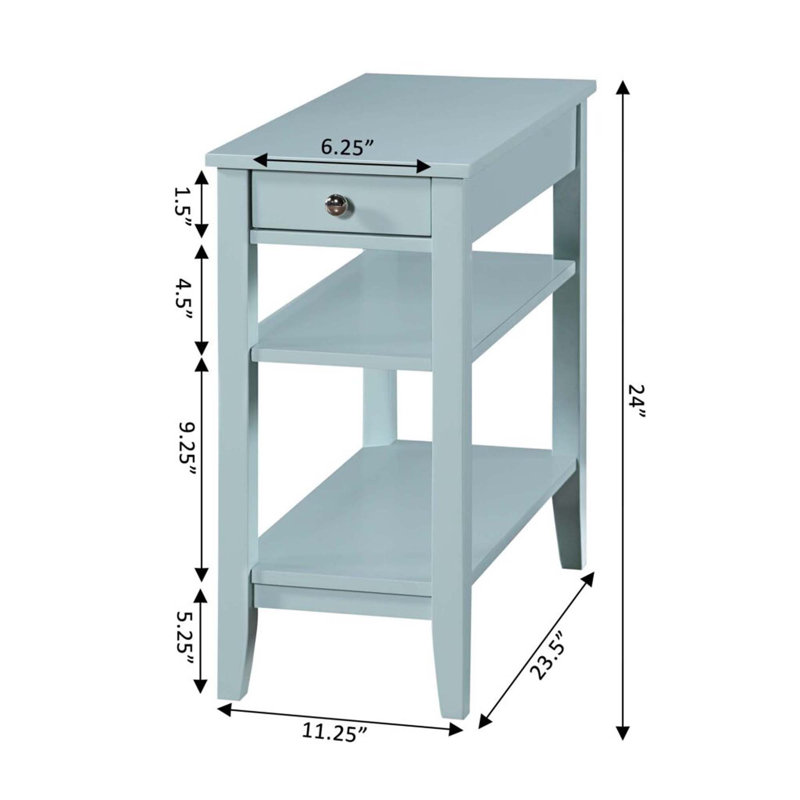 Carbin End Table with Drawer and Shelves, Seafoam