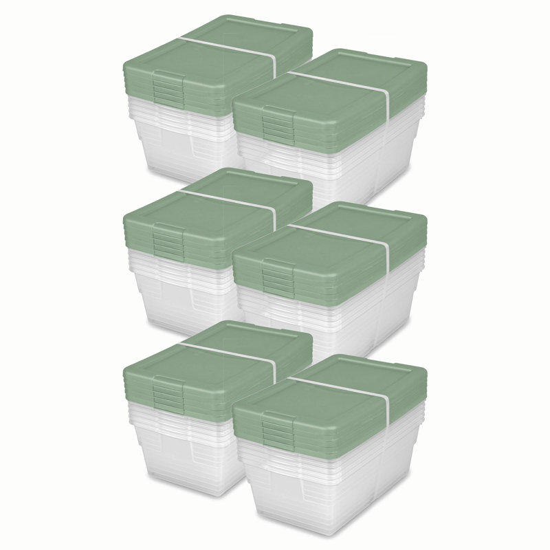Stackable  Plastic Storage Tote Set, 30 Pack, Crisp Green