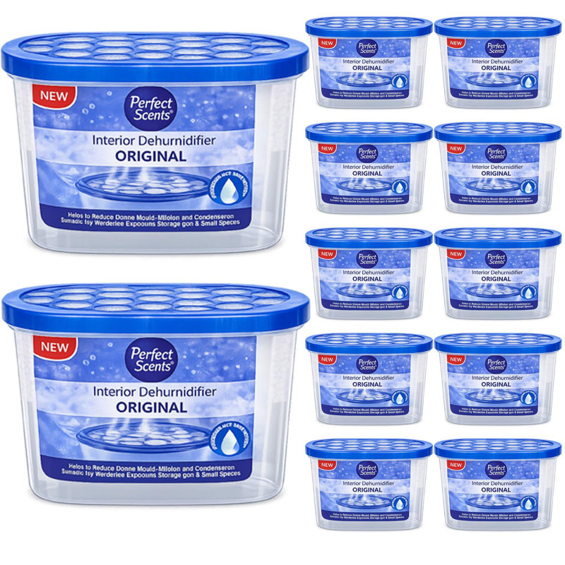 Home Moisture Absorber Original Vanilla Dehumidifier Tub Damp Condensation Mould Odour Control For Bedroom Bathroom Kitchen Wardrobe Basement (Pack Of 12)