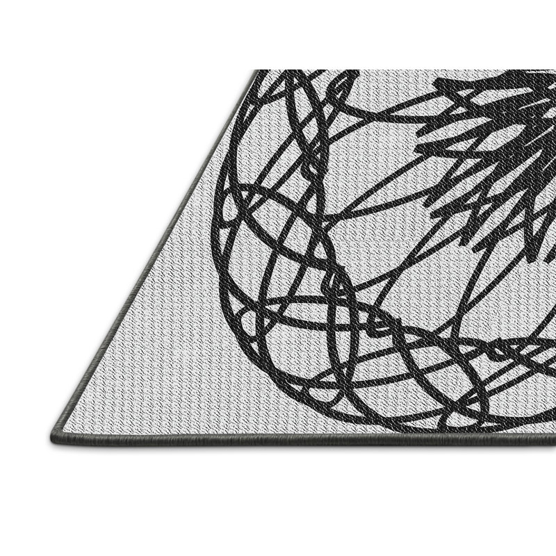 Tapis noir/gris tissé à la machine, Rectangle 5 pi x 8 pi
