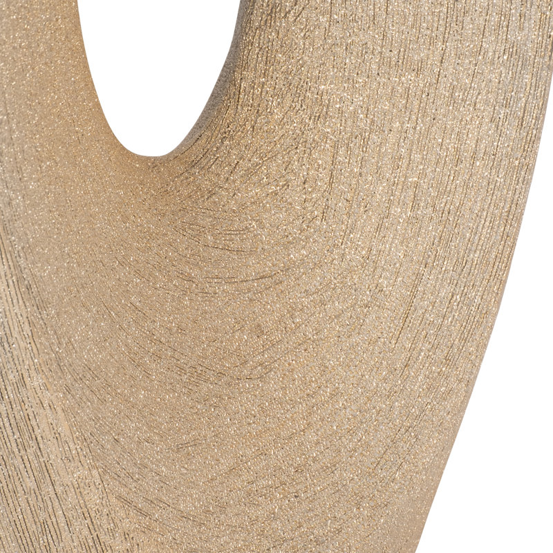Vase de table en céramique Vannorman , Champagne perlé, H 19 po x l 9 po x P 4 po