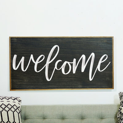 VIP Wood 31.5 in. Black Welcome Sign