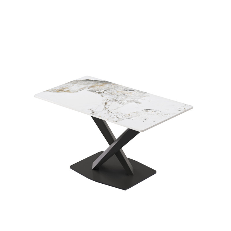 Table de salle à manger 56,65 po, Blanc antique / noir, H 30,18 po x L 56,65 po x l 32,25 po