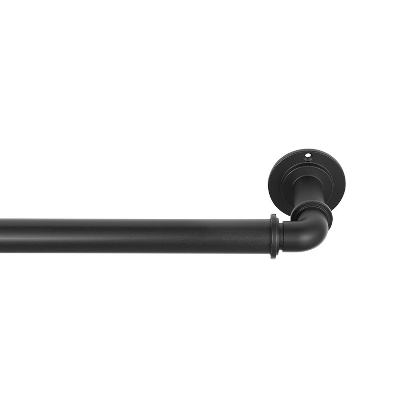 Matte Black Industrial Room Darkening Curtain Rod Set