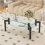 Table basse rectangulaire moderne en verre noir