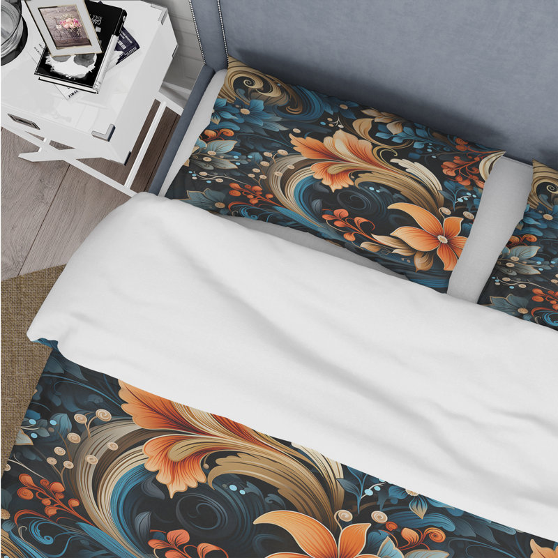 Ensemble de housse de couette Orange Rustic Paisley Radiant Gardens, Housse de couette simple + 1 taie décorative stan
