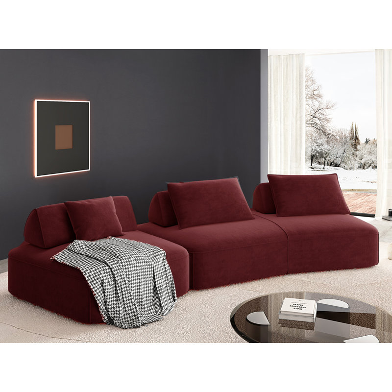 Modern 139" Curved Modular Sectional Sofa, Purple Chenille