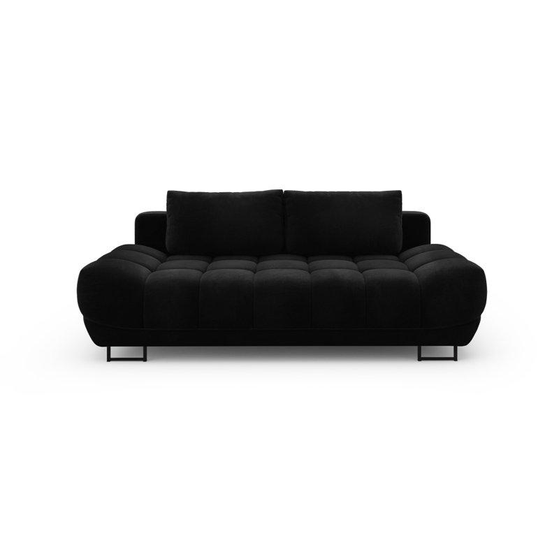 Nicolus 3 Seater Velvet Sofa Bed, Black