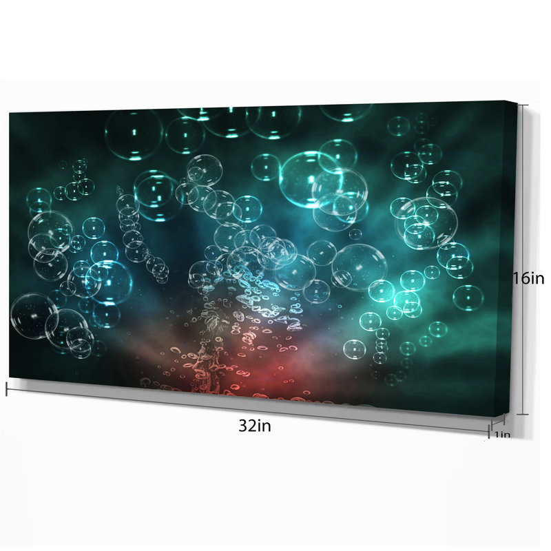 Impression d’art graphique sur toile tendue sous l’eau bubbles, H 16 po x l 32 po x P 1 po
