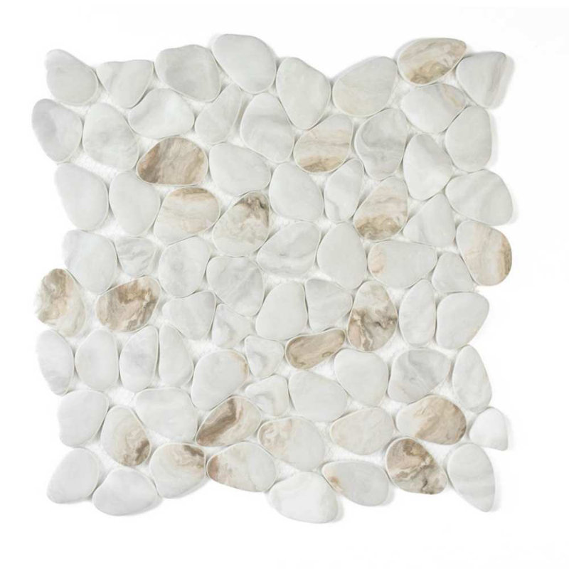 Huron Glass Pebbles Mosaic Tile, Drift