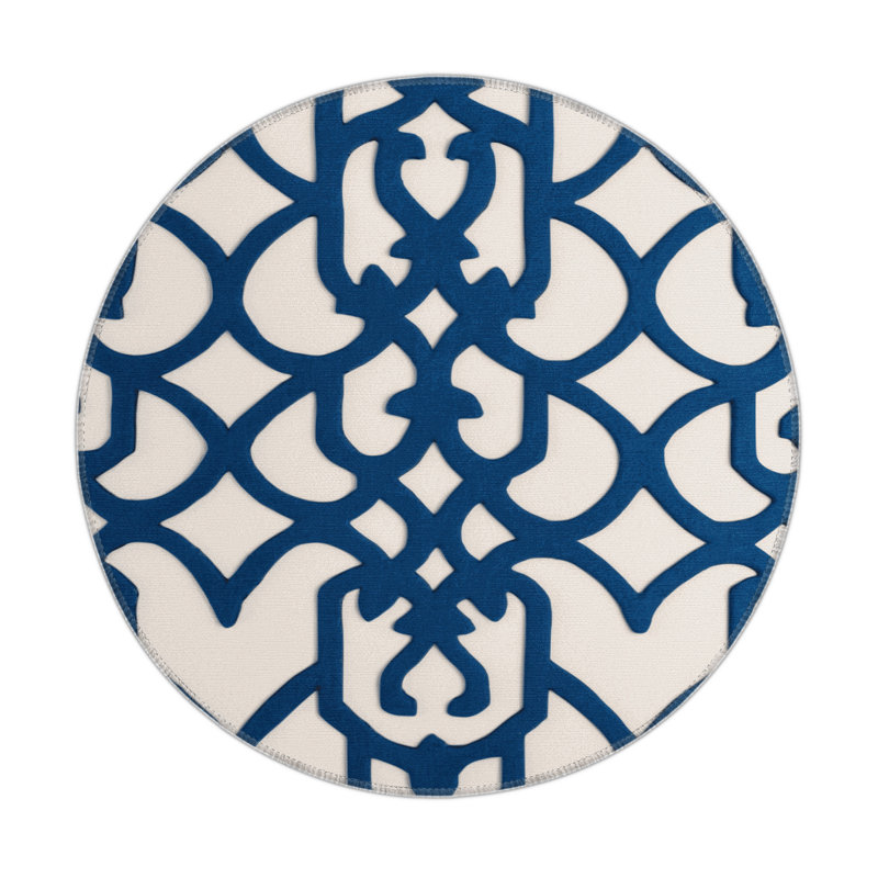 Tapis intérieur et extérieur beige Trellis, Rond 5 pi