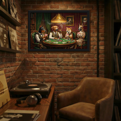 Animals Dogs Playing Poker In Elegant Room