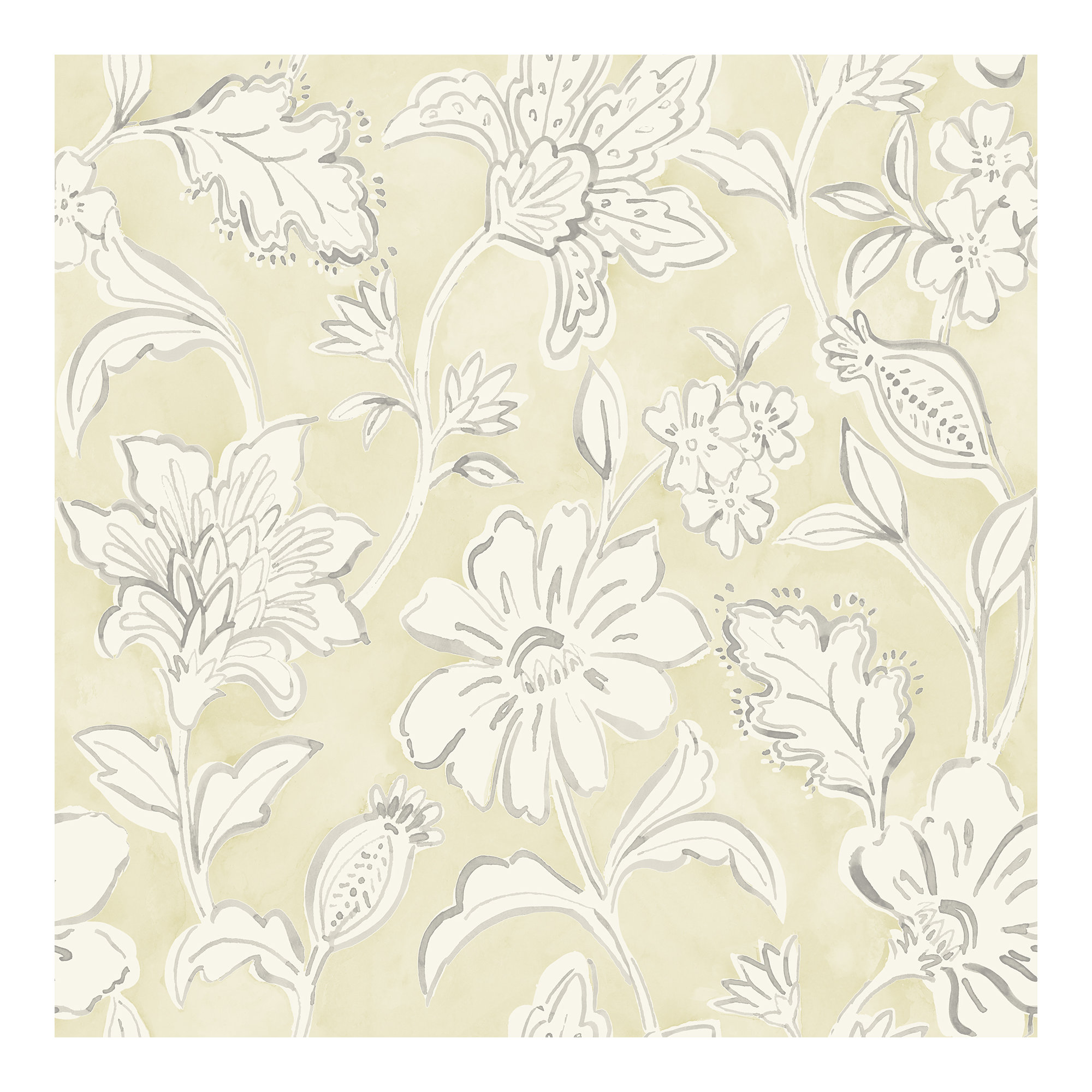 Chelsea Floral Wallpaper, Yellow