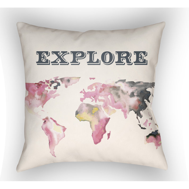 Jetset Explore Indoor/Outdoor Use Throw Pillow, 20" H x 20" W x 4" D