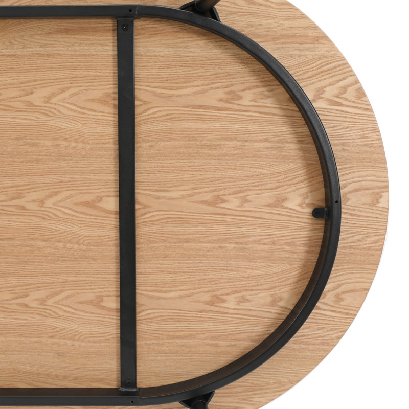 Kelce 6 Person 71" Oval Dining Table Set with Modern Upholstered Chairs, Natural Wood, Natural Wood/Brown