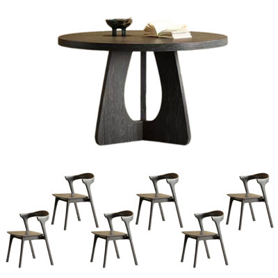 Ensemble de table de salle à manger rond unique en bois de frêne