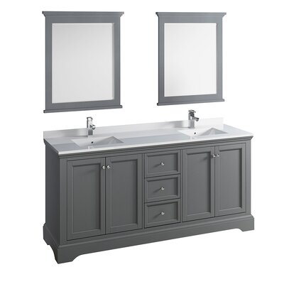 Red Barrel StudioÂ® Windsor 72"" Free-Standing Double Sink Bathroom Vanity Set with Mirror -  Fresca, FVN2472GRV