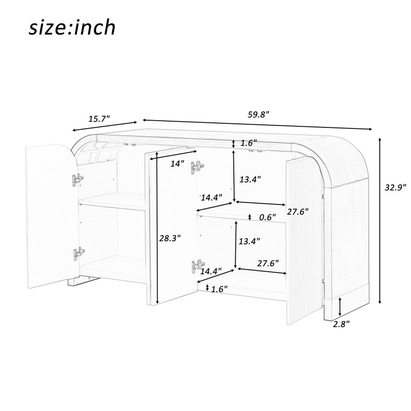 60" Console Table Entryway Sideboard for Hallway Living Room, Black