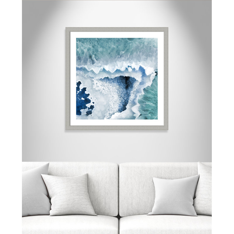 Ariana «Agate Blue and Turquoise I», impression encadrée, Argent brossé, H 33,5 po x l 33,5 po x P 1,25 po
