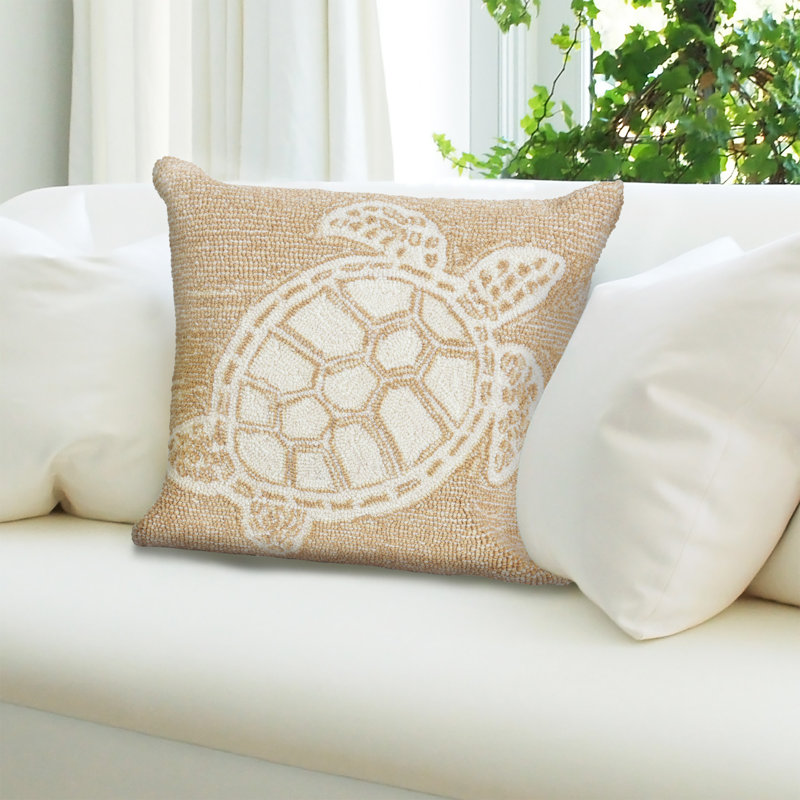  Turtle Indoor/Outdoor Square Throw Pillow, Natural