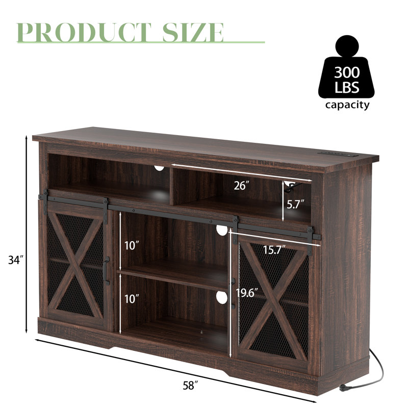 Farmhouse Tv Stand For 65 Inch Tv, Brown