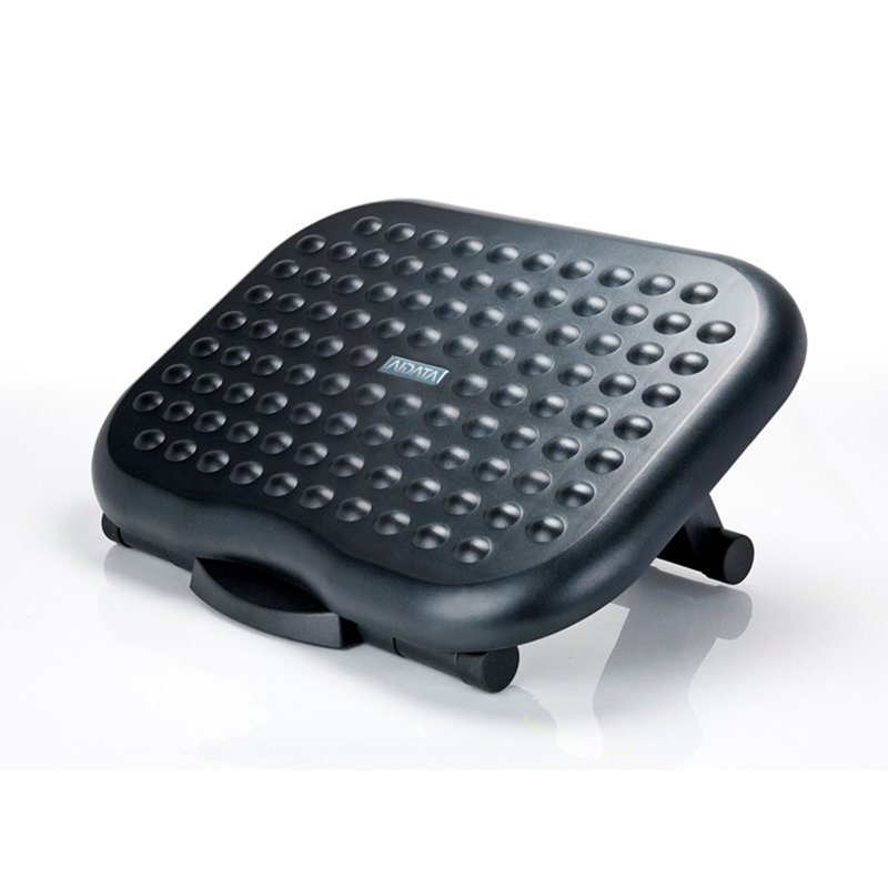 Black Adjustable Ergonomic Plastic Footrest with Massage Surface