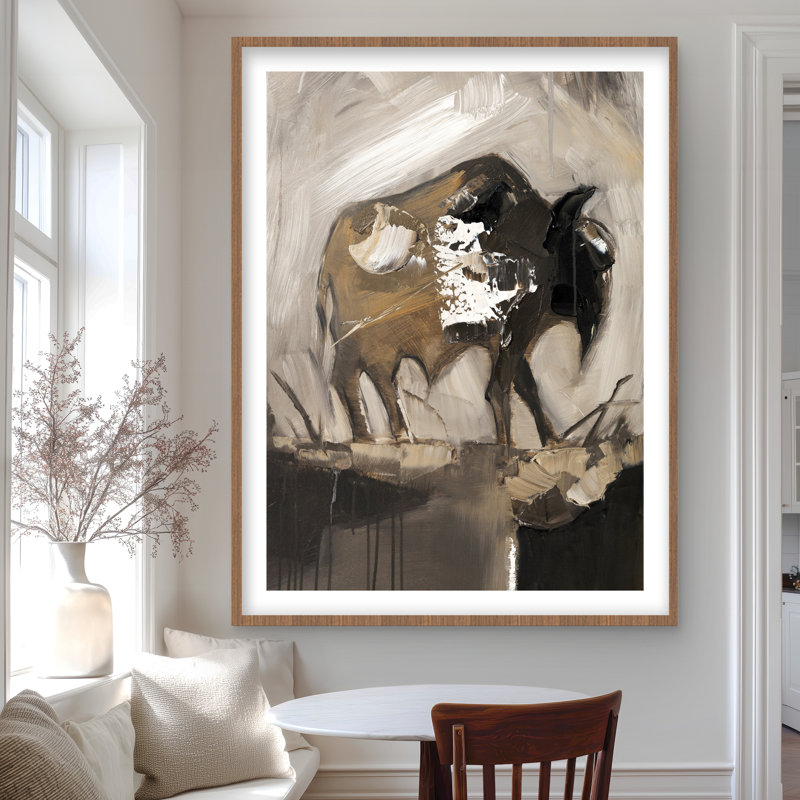 Abstract Buffalo - Rustic Framed Matted Print for Home Decor