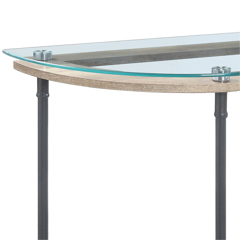 Table de canapé en verre transparent et finition sable gris