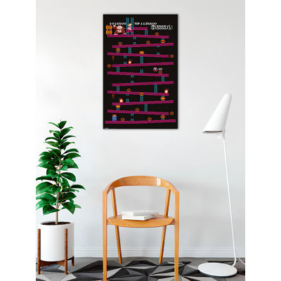  «Officially Licensed Donkey Kong Game Map», affiche d'art - 24 x 36 po - reproduction décorative - papier affiche - prête à encadrer