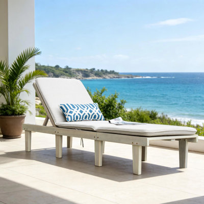 Sadir 200cm Long Acacia Sun Lounger