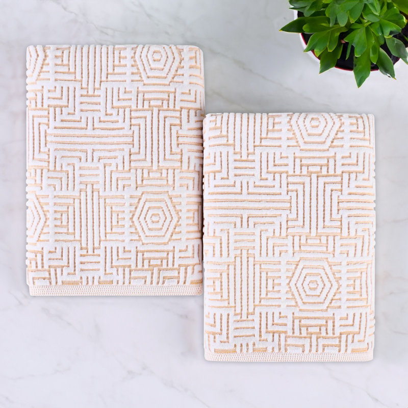 Drap de bain en coton jacquard Indrit, Or