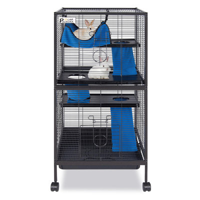 Cage en métal pour petits animaux 5 étages pour animaux de compagnie, cage de furet amovible avec roues verrouillables, cage de chinchilla de luxe H 59 po avec hamac et plateau amovible (XL)