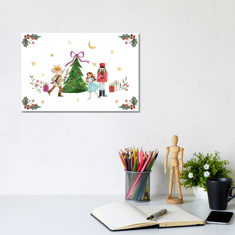 Casse-noisette autour de l'arbre de Noël - reproduction d'art murale - toile tendue