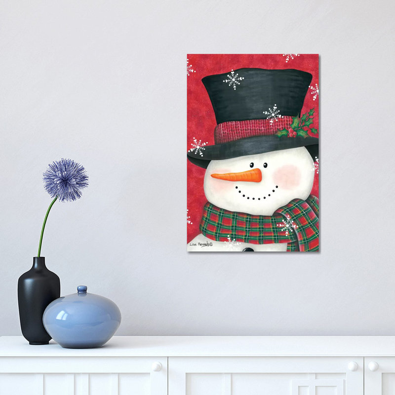 Holly And Plaid Snowman by Lisa Kennedy - Wrapped Canvas Print, 45.72cm H x 45.72cm W x 1.905cm D