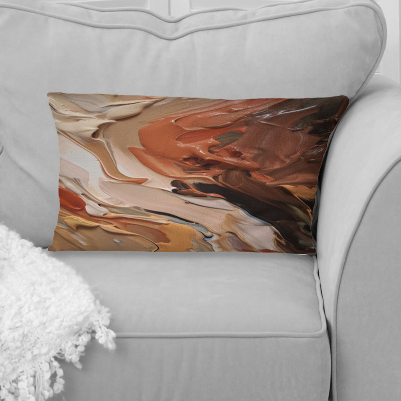 "Chocolate Bliss", peinture abstraite II - Coussin décoratif avec peinture abstraite