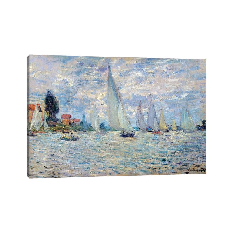 The Boats Regates an Argenteuil Painting by Claude Monet - 1 Piece Wrapped Canvas Painting, 30.48 cm H x 45.72 cm W