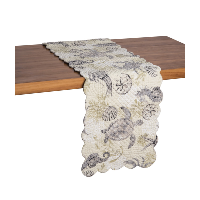 Beige and Gray Quilted Coastal Table Runner