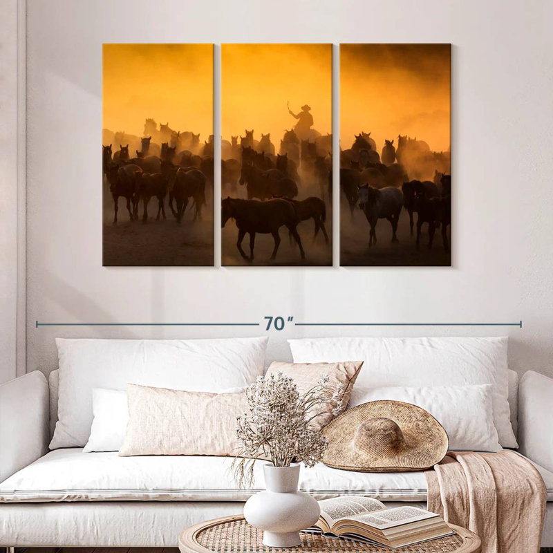 Lelar Herding Horses, 32" H x 50" W