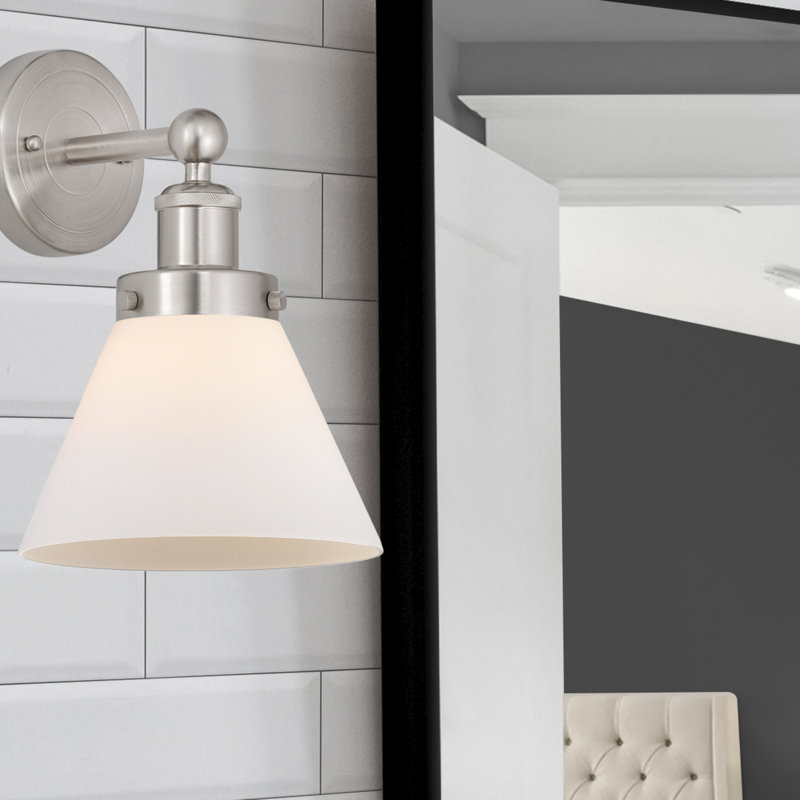 Applique murale à bras en acier 1 lumière Chesterhill, Blanc mat, Nickel satiné brossé