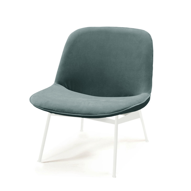 Chiado 24" W Velvet Side Chair, White, Teal Velvet