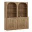 Ensemble de 2 grands bahuts en bois de 72 po avec tablettes à 3 niveaux, brun clair-120112852
