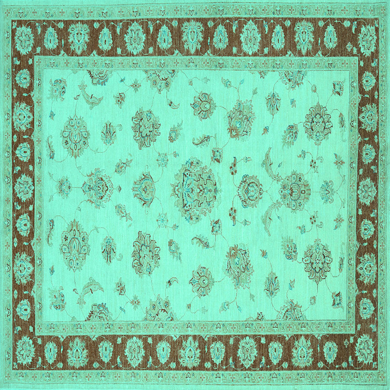 Tapis oriental bleu Adeebah, Carré 5 pi