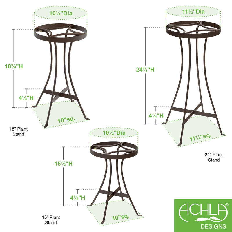 Bronze Iron Round Plant Stands with Curved Legs, Set of Three
