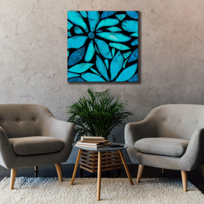 «Epic Graffiti» «Black and Blue 1» par Alonzo Saunders, art mural sur toile, 37 po x 37 po