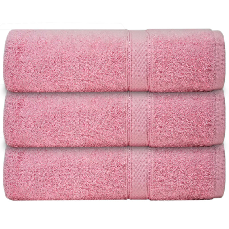 Fillbert Terrycloth Bath Towels - Set of 3, Pink