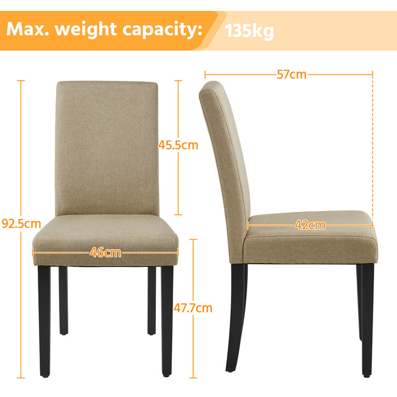 47.7cm H Upholstered Parsons Chair, Khaki